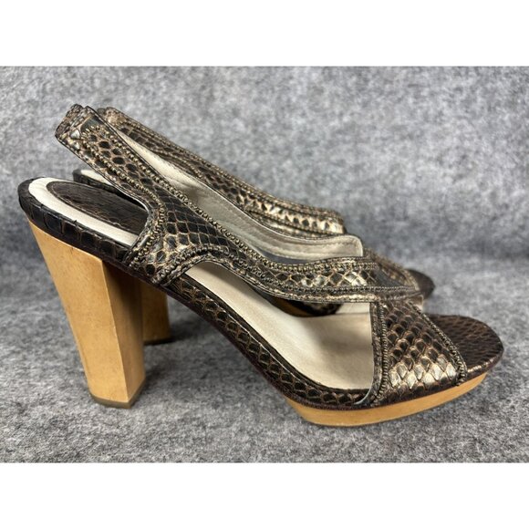 Frye Shoes Womens Size 8.5M Gerry Platform Sandals Heels Leather Metal Beaded - Picture 4 of 7